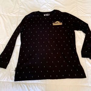 Dutch Bros men’s long sleeve black tee with windmills and mustache logo